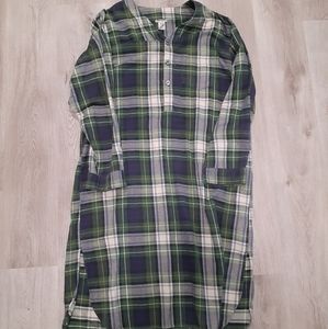 L.L. Bean Scotch Plaid Portugese Flannel Nightshirt Vintage Christmas Y2K 90s